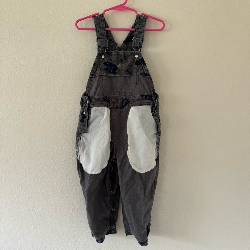 Gymboree Corduroy Overalls Size Small Vintage Gray Bear Toddler Adjustable - Picture 15 of 15